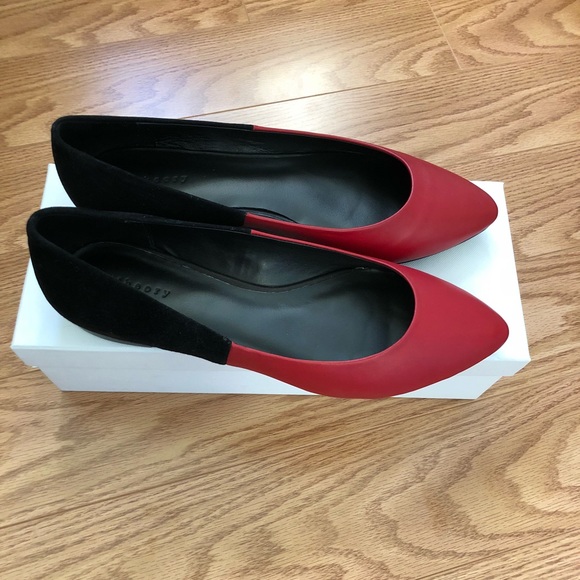 Women’s Theory black/red flat shoes. EU 38.5 - Picture 1 of 5